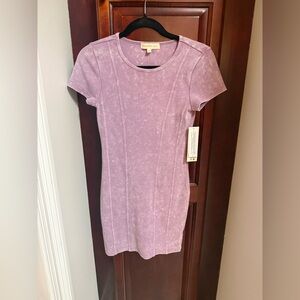 NWT Madden Girl Ribbed Acid Wash Purple T-Shirt Dress Size M